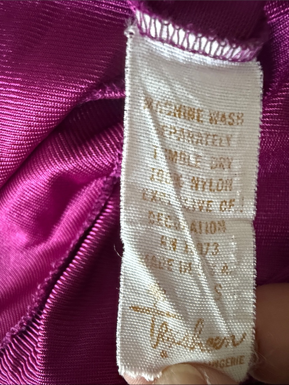 Vintage Texsheen Lingerie Silky Fuchsia Lace-Trim Long Robe S - Picture 8 of 8